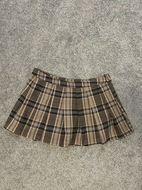 Garage Plaid Pleated Mini Skirt